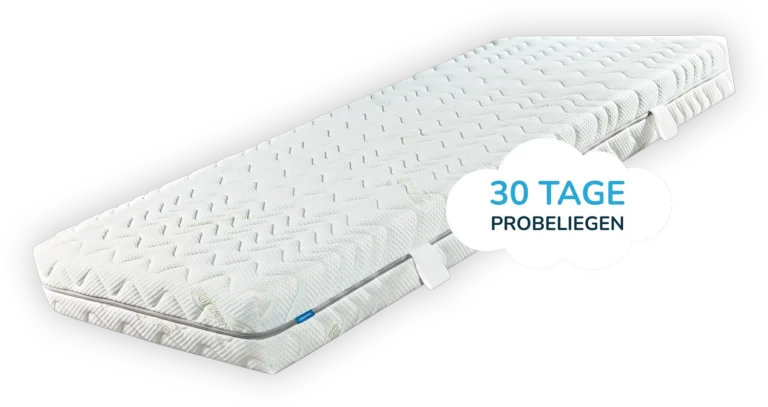 Matratze mit Beschriftung "30 Tage Probeliegen"